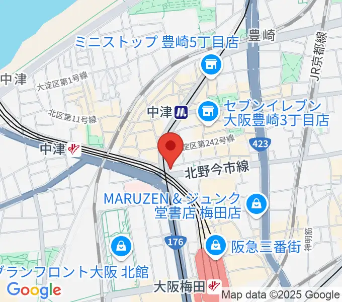 ロキシーミュージックスクール大阪梅田校の地図