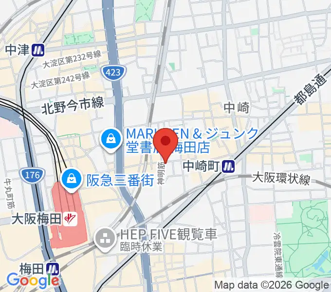 ESPギタークラフト・アカデミー大阪校の地図