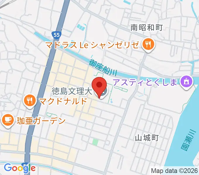 徳島文理大学音楽学部の地図