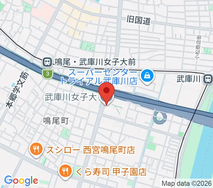武庫川女子大学 音楽学部の地図