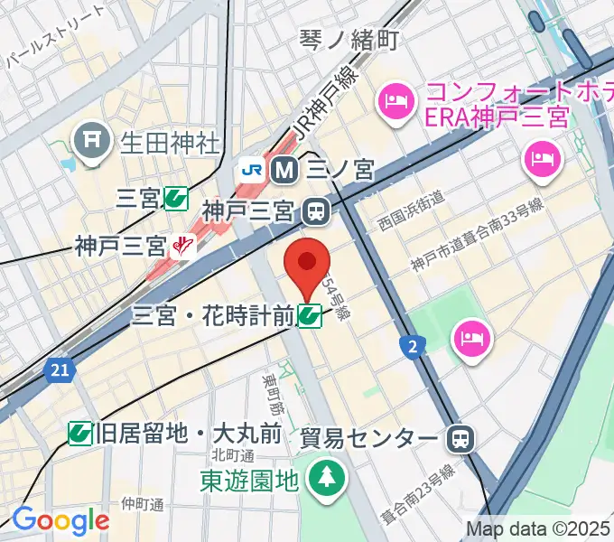 MIKIミュージックサロン三宮の地図