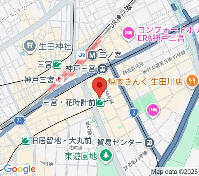 MIKIミュージックサロン三宮の地図