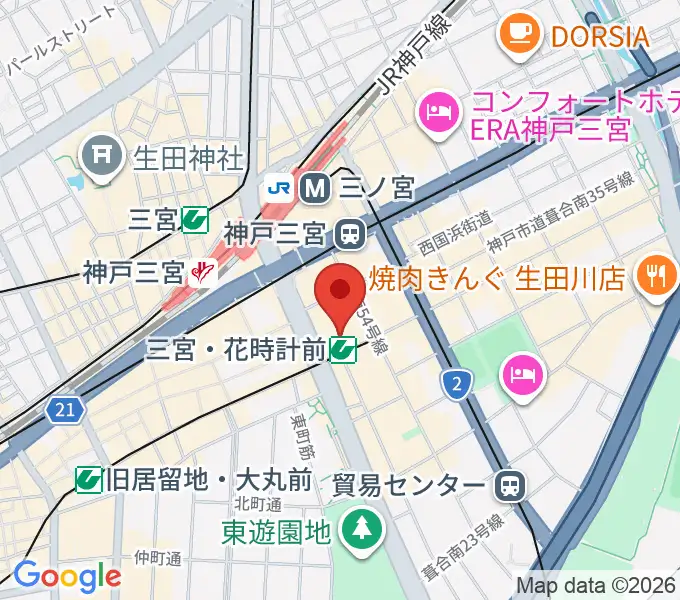 MIKIミュージックサロン三宮の地図