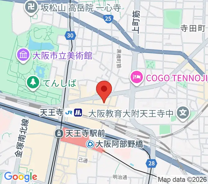 ベースオントップ天王寺店の地図