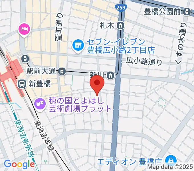 ハヤシ楽器リハーサルスタジオの地図