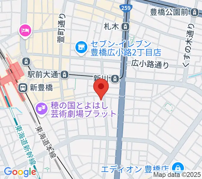 ハヤシ楽器リハーサルスタジオの地図