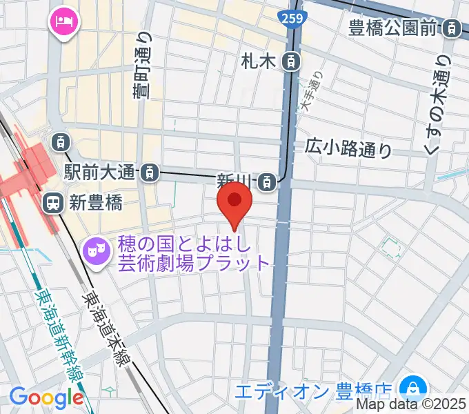 ハヤシ楽器リハーサルスタジオの地図