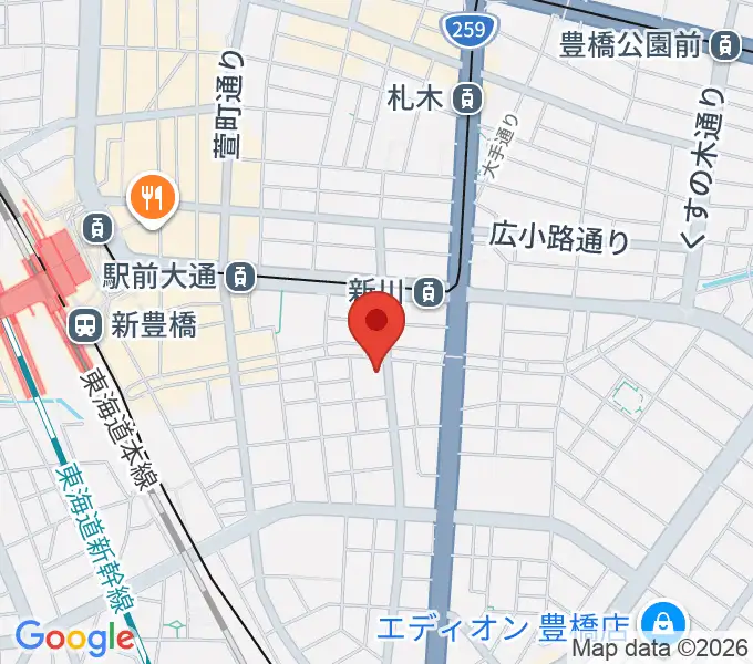 ハヤシ楽器リハーサルスタジオの地図