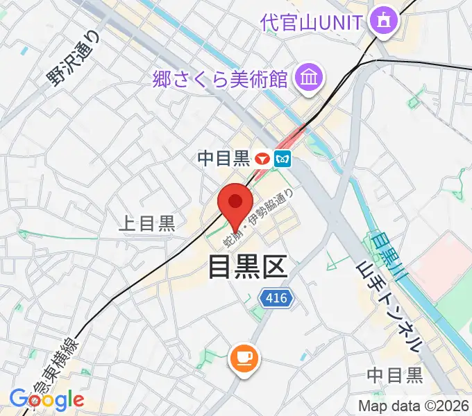 中目黒 楽屋の地図
