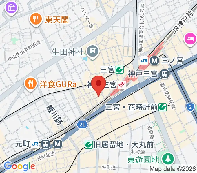 三宮Studio246 WESTの地図