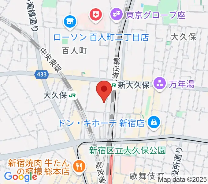 新大久保Quarter Noteの地図