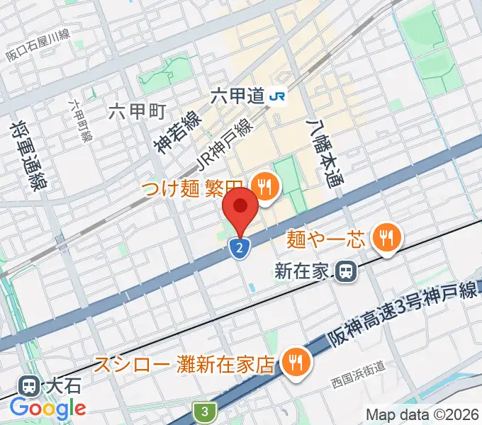 スタジオハイダウェイ六甲道店の地図