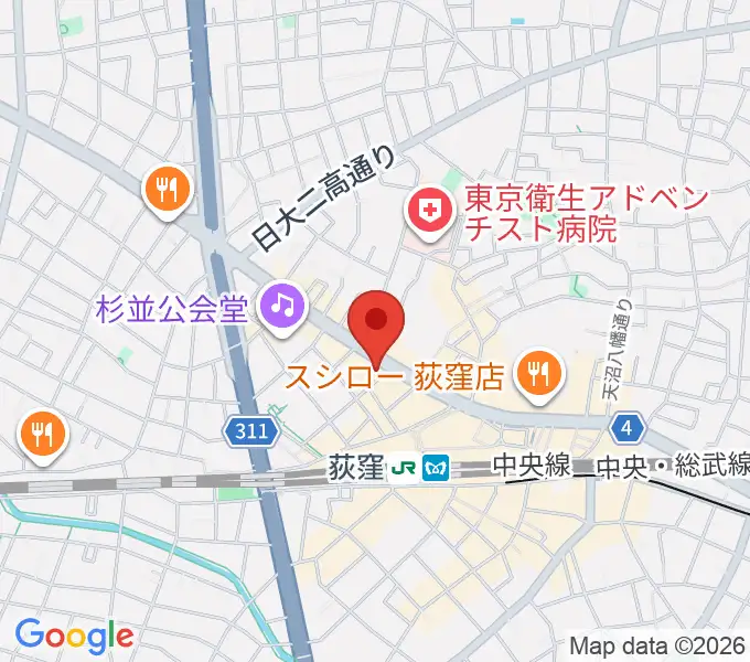 Rinky Dink Studio 荻窪の地図