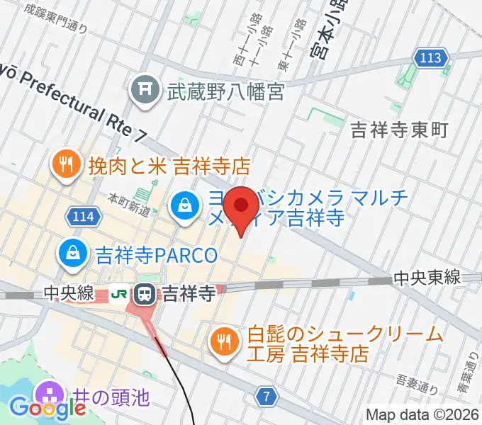 Rinky Dink Studio 吉祥寺WARPの地図