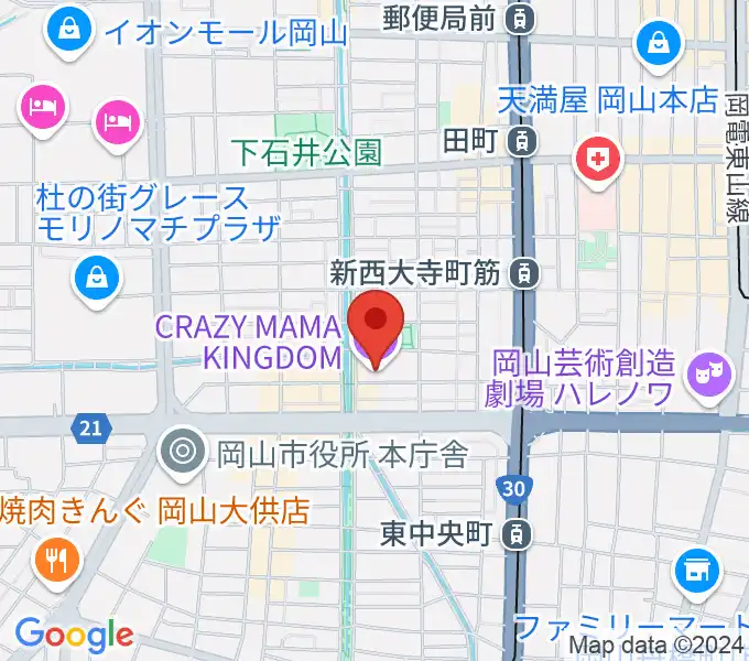 岡山クレイジーママキングダムの地図