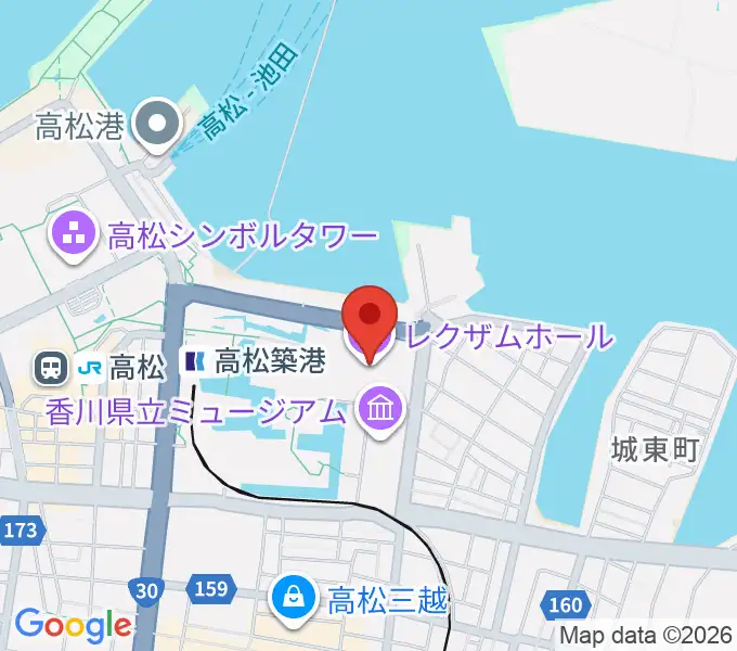 レクザムホールの地図