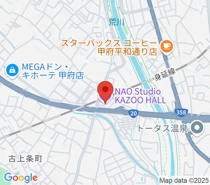 甲府カズーホールの地図