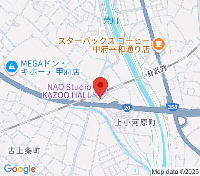 甲府カズーホールの地図