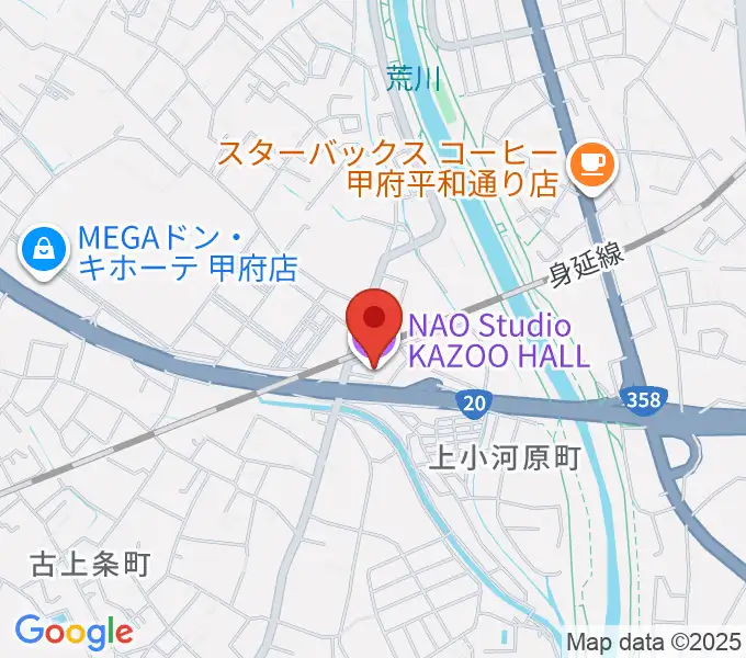 甲府カズーホールの地図