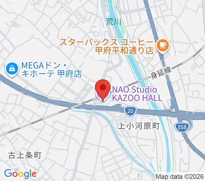 甲府カズーホールの地図