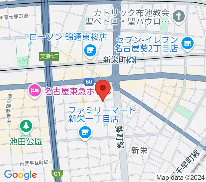 新栄クラブロックンロールの地図