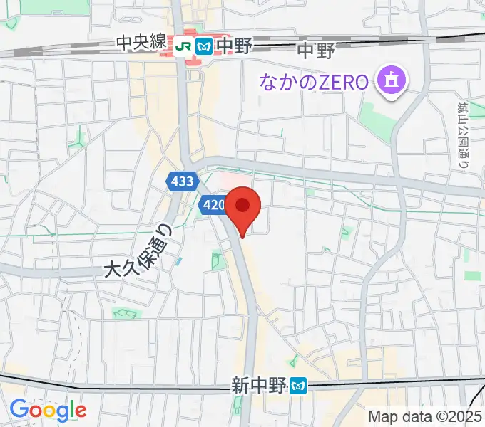 中野Vスタジオの地図
