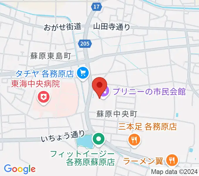 プリニーの市民会館の地図