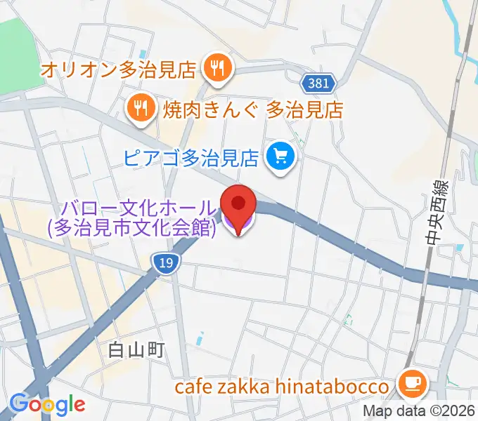 バロー文化ホールの地図