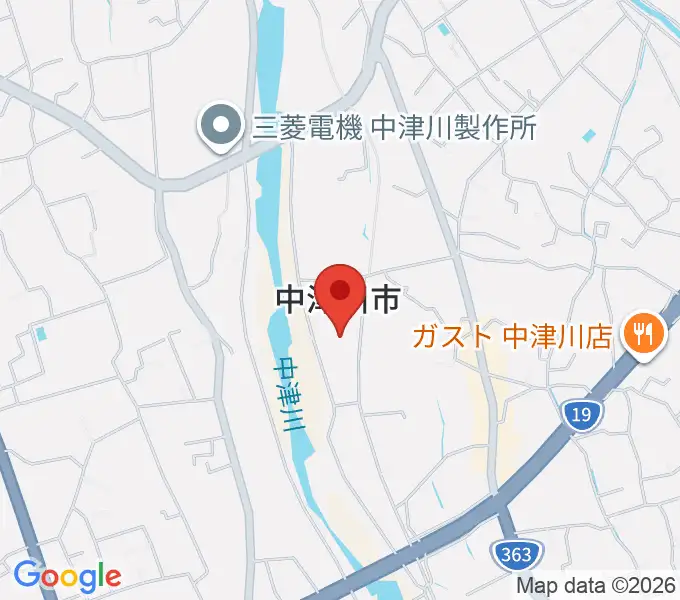 中津川文化会館の地図