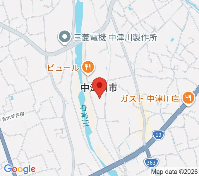 中津川文化会館の地図
