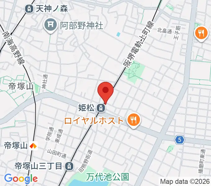 帝塚山ラグタイムの地図