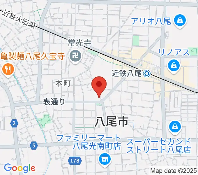 八尾シルキーホールの地図