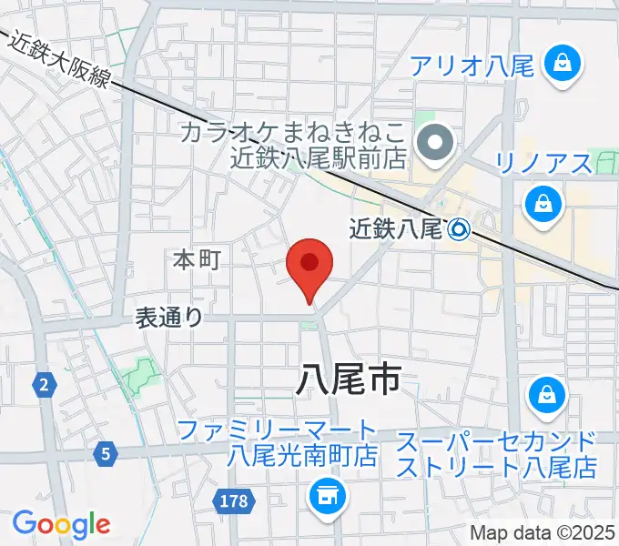 八尾シルキーホールの地図