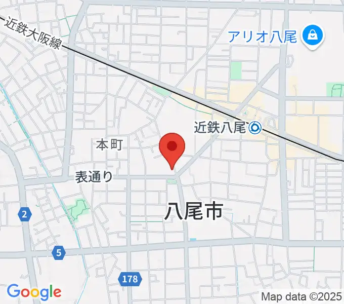 八尾シルキーホールの地図