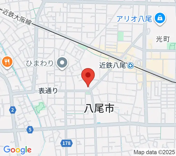 八尾シルキーホールの地図