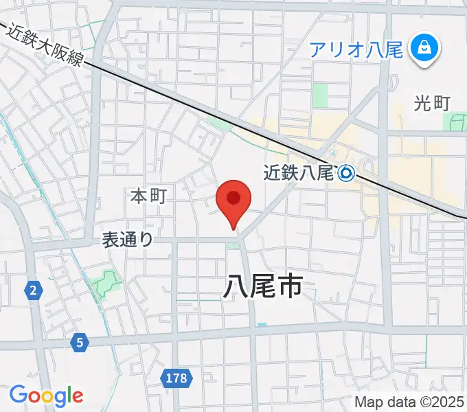 八尾シルキーホールの地図