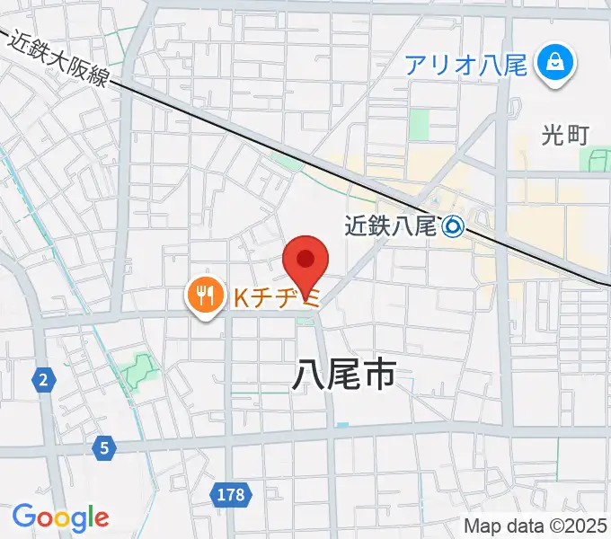 八尾シルキーホールの地図