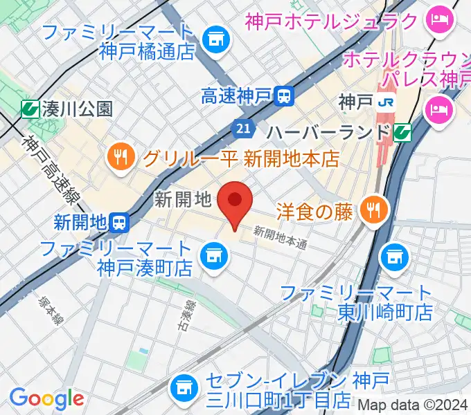 新開地アートひろばの地図