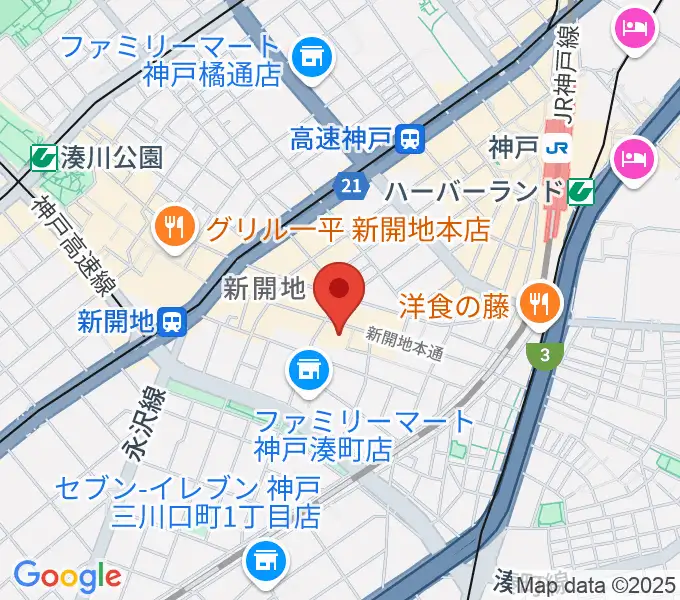 新開地アートひろばの地図