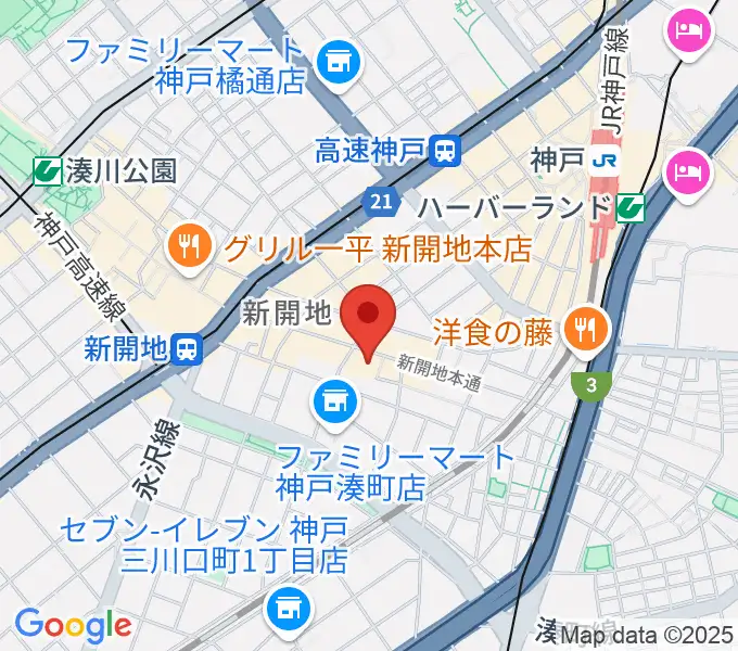 新開地アートひろばの地図