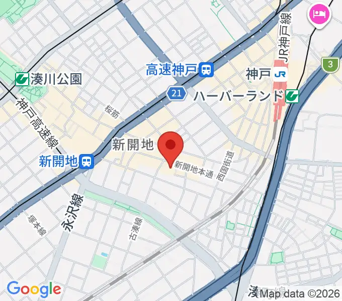新開地アートひろばの地図