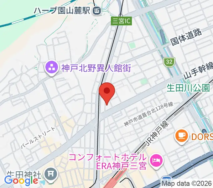 神戸三宮CASHBOXの地図