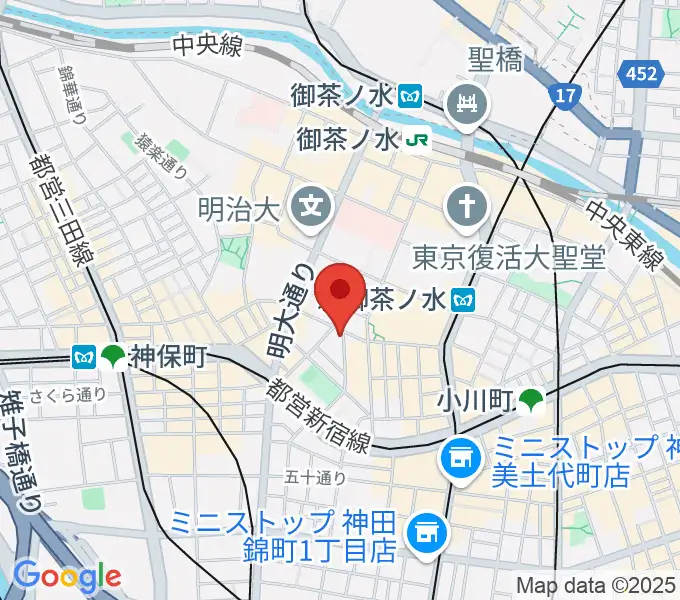 お茶の水ウッドストックカフェの地図