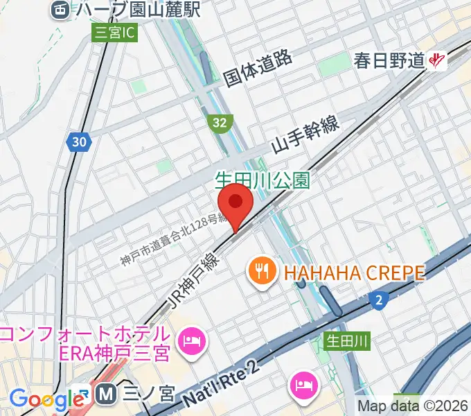 神戸三宮KINGSXの地図