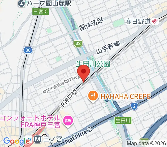 神戸三宮KINGSXの地図