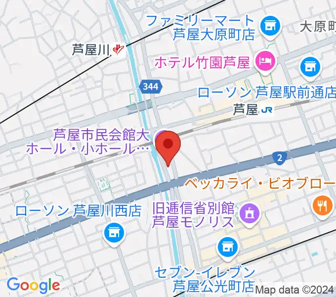 ルネサンスクラシックス芦屋ルナ・ホールの地図