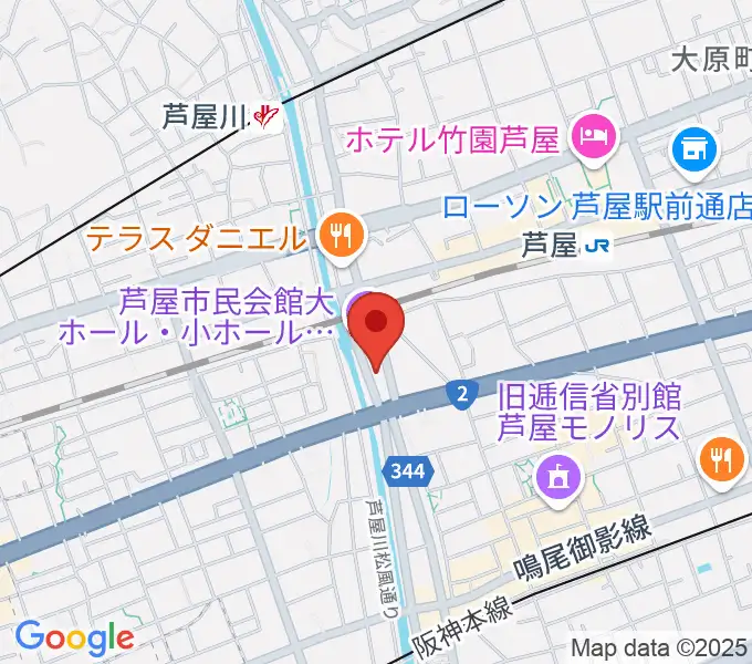 ルネサンスクラシックス芦屋ルナ・ホールの地図