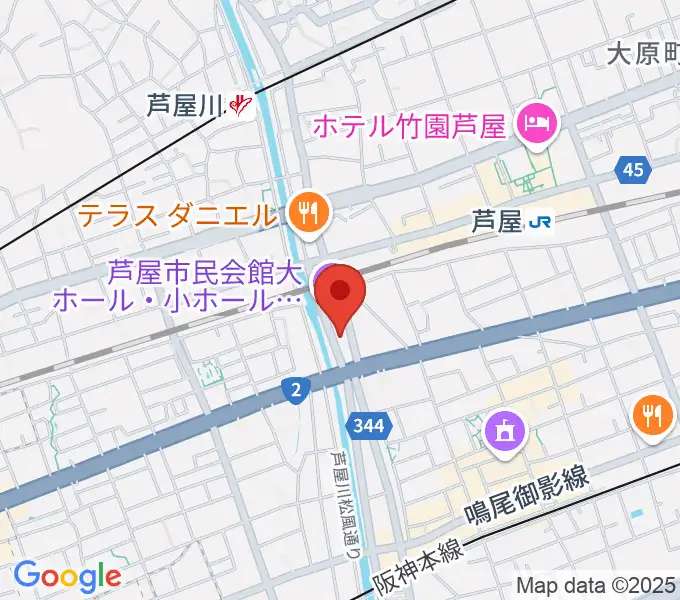 ルネサンスクラシックス芦屋ルナ・ホールの地図