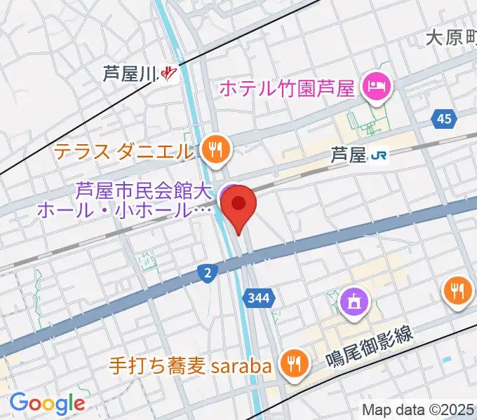 ルネサンスクラシックス芦屋ルナ・ホールの地図