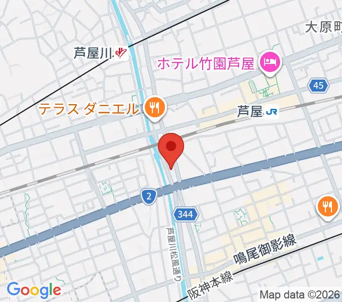 ルネサンスクラシックス芦屋ルナ・ホールの地図